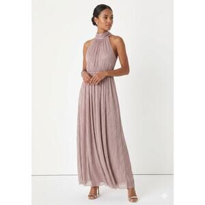 NWOT Women's Ungaro Maxi Gown Metallic Halter Neck US Size XS Sz 2 Sample